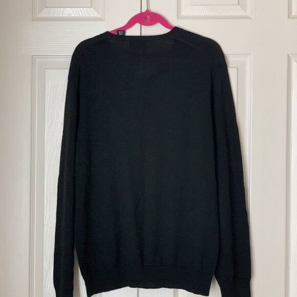 ELXTRA FINE MERINO WOOL Calvin Klein Black Mens V Neck Long Sleeve Calvi… - Picture 9 of 11